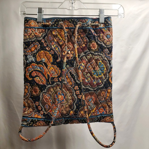 Vera Bradley Kensington cinched backpack gym bag paisley fall brown black blue